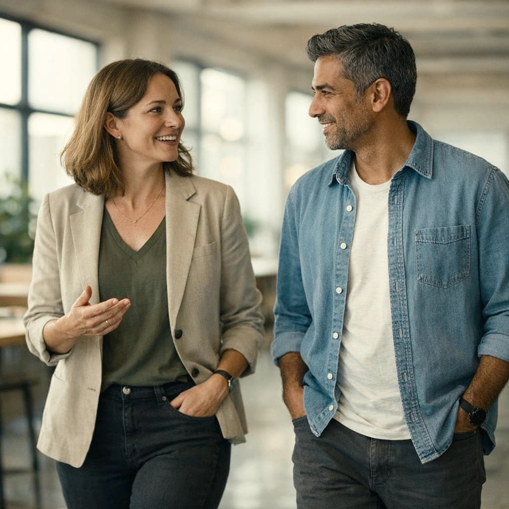 Man and woman talking